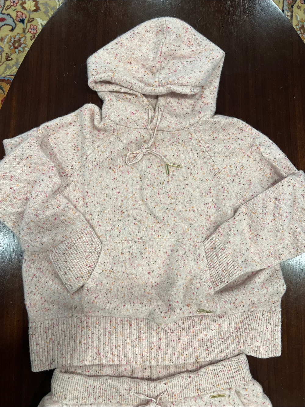Cozy Speckled Hooded Sweatshirt and Jogger Set - Pink